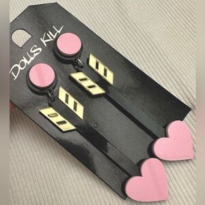 Dolls Kill Pink Heart Earrings